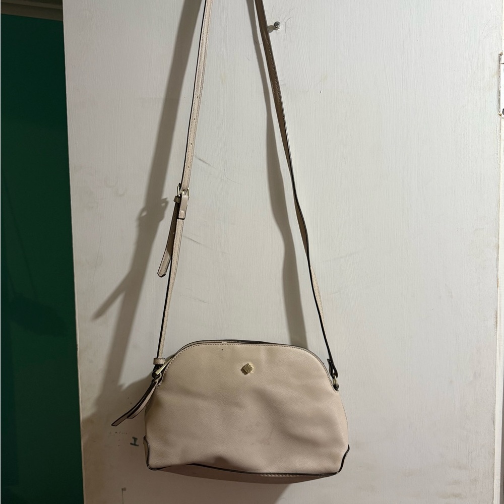 Crown & Ivy Cream Crossbody Bag with Modern Design